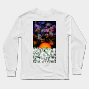 cell phone cover sunset in grass illustration Long Sleeve T-Shirt